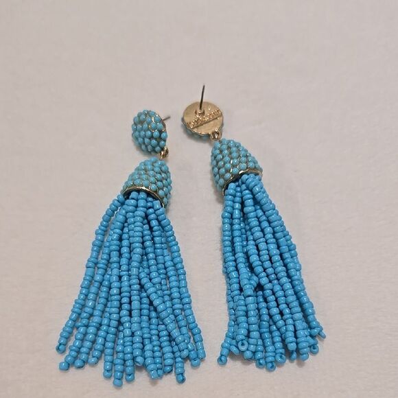 Blue Beaded Sugarfix Tassel Earrings - Picture 1 of 4